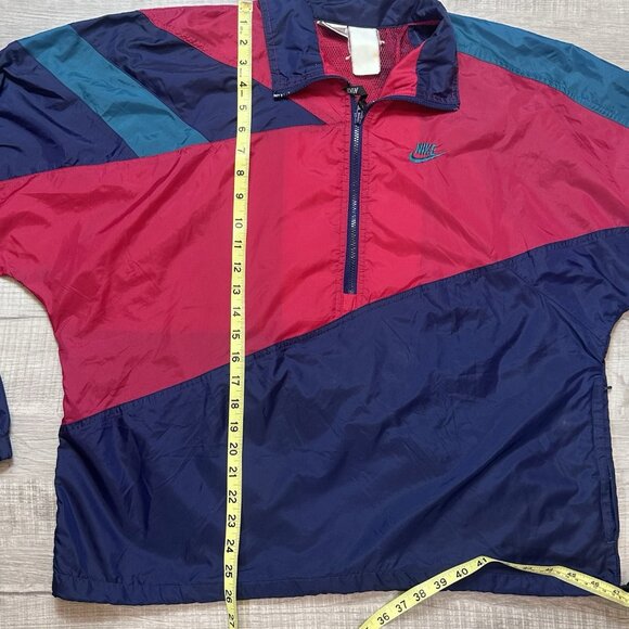 Vintage 90s Nike Colorblock Windbreaker Coat Track Jacket Adult L/XL Half Zip - Picture 9 of 10